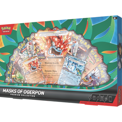 Pokémon trading card game box with cards and artwork on a colorful background