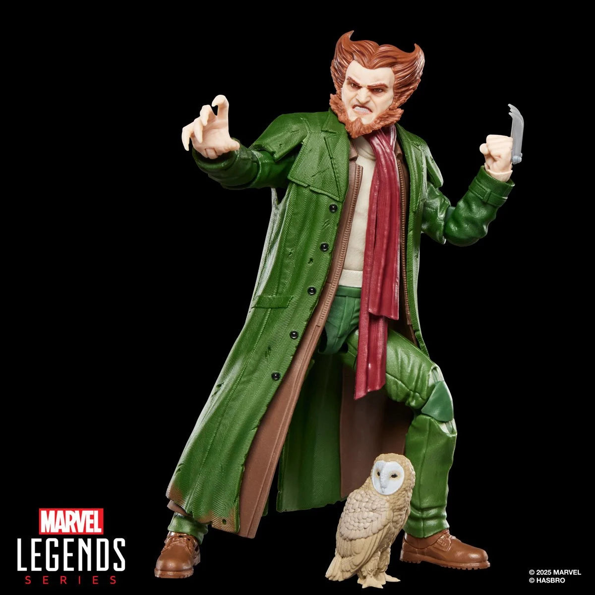 Marvel Legends Retro Collection Owl 6-inch action figure detail view showing character design