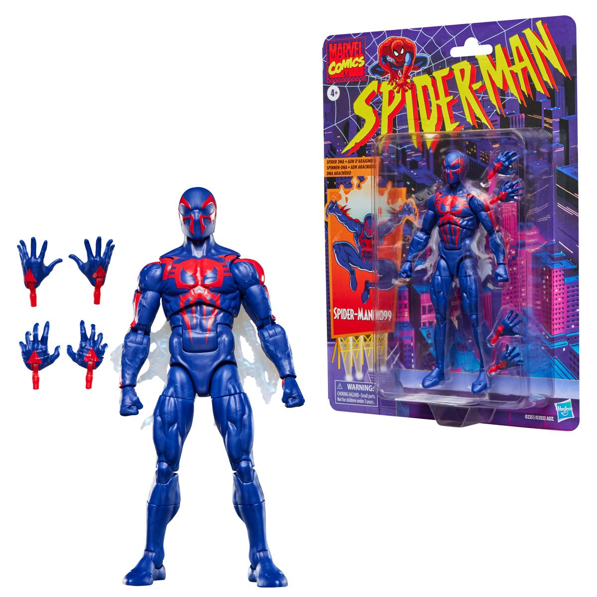 Marvel Legends Spider-Man 2099 action figure articulation and costume detail close-up