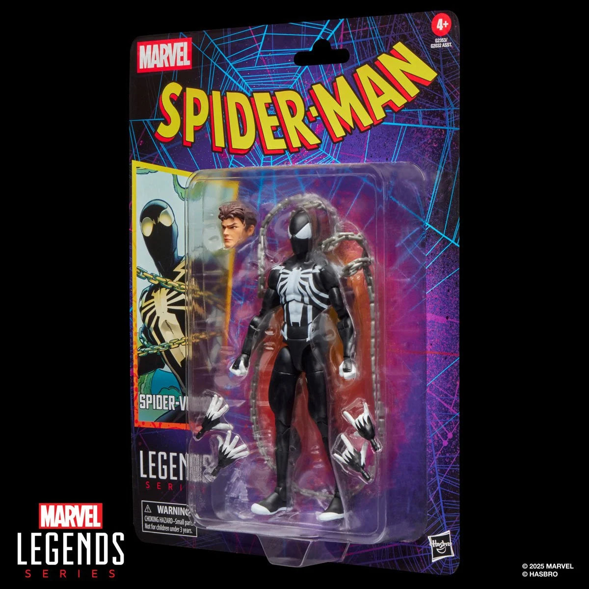 Spider-Venom Marvel Legends 6-inch action figure detail view showing symbiote design