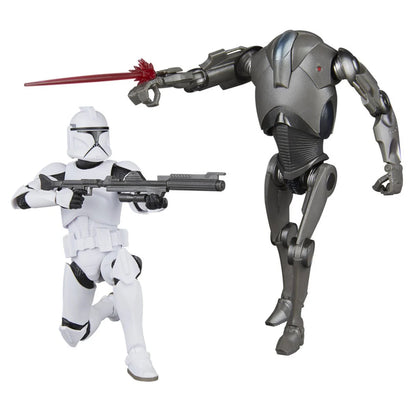Star Wars Black Series Phase 1 Clone Trooper and Super Battle Droid two-pack detail view