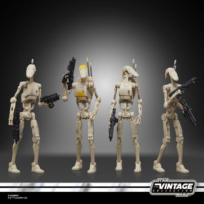 Star Wars Vintage Collection Battle Droid Four-Pack 3.75-inch figures showing droid details