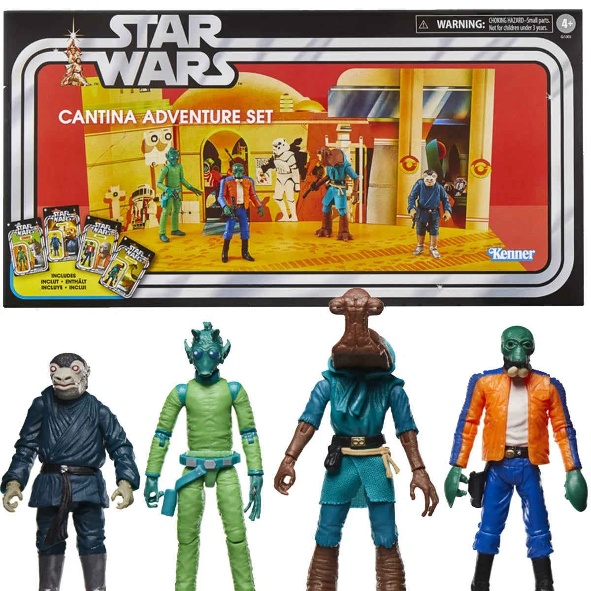 Star Wars Vintage Collection Cantina Adventure 3.75-inch action figure four-pack in retro packaging