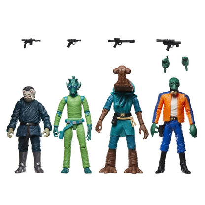Star Wars Vintage Collection Cantina Adventure four-pack close-up of alien figures in retro packaging