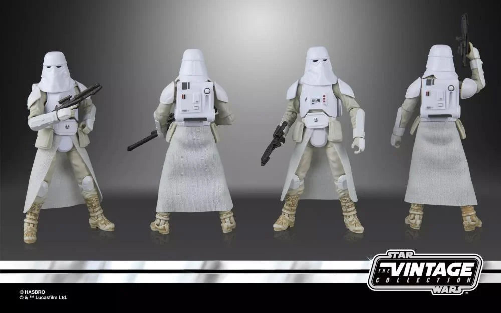 Star Wars Vintage Collection Snowtrooper Four-Pack close-up of figures in retro packaging