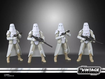 Star Wars Vintage Collection Snowtrooper four-pack action figures in retro Empire Strikes Back packaging
