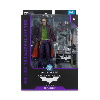 The Joker DC Multiverse 7-inch Deluxe figure close-up detail view showing theatrical costume