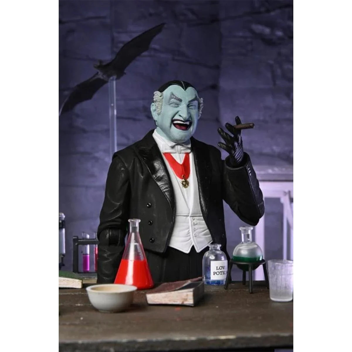 NECA Ultimate Grandpa Munster 7-inch action figure with interchangeable accessories displayed