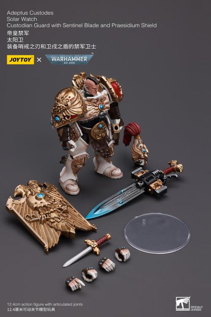 Warhammer 40K Adeptus Custodes Solar Watch Custodian Guard with Sentinel Blade and Praesidium Shield 1/18 Scale Action Figure