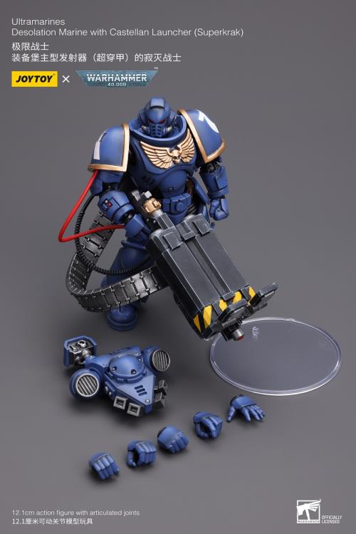 Warhammer 40K Ultramarines Desolation Marine with Superkrak Rocket Launcher 1/18 Scale Action Figure