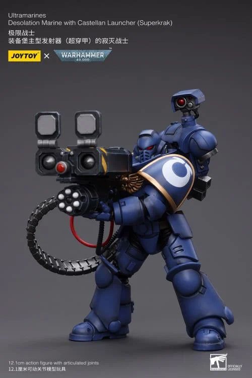 Warhammer 40K Ultramarines Desolation Marine with Superkrak Rocket Launcher 1/18 Scale Action Figure
