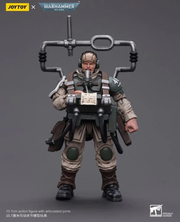 Warhammer 40k Astra Militarum Cadian Command Squad Veteran with Master Vox 1/18 Scale Action Figure