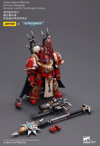 Warhammer 40k Chaos Space Marines Crimson Slaughter Sorcerer Lord in Terminator Armour 1/18 Scale Action Figure