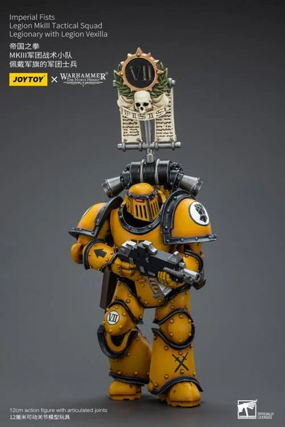 Warhammer: The Horus Heresy Imperial Fists Legion MkIII Tactical Squad Legionary with Legion Vexilla 1/18 Scale Action Figure