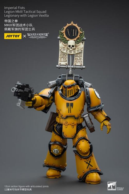 Warhammer: The Horus Heresy Imperial Fists Legion MkIII Tactical Squad Legionary with Legion Vexilla 1/18 Scale Action Figure