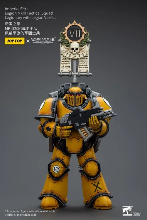 Warhammer: The Horus Heresy Imperial Fists Legion MkIII Tactical Squad Legionary with Legion Vexilla 1/18 Scale Action Figure