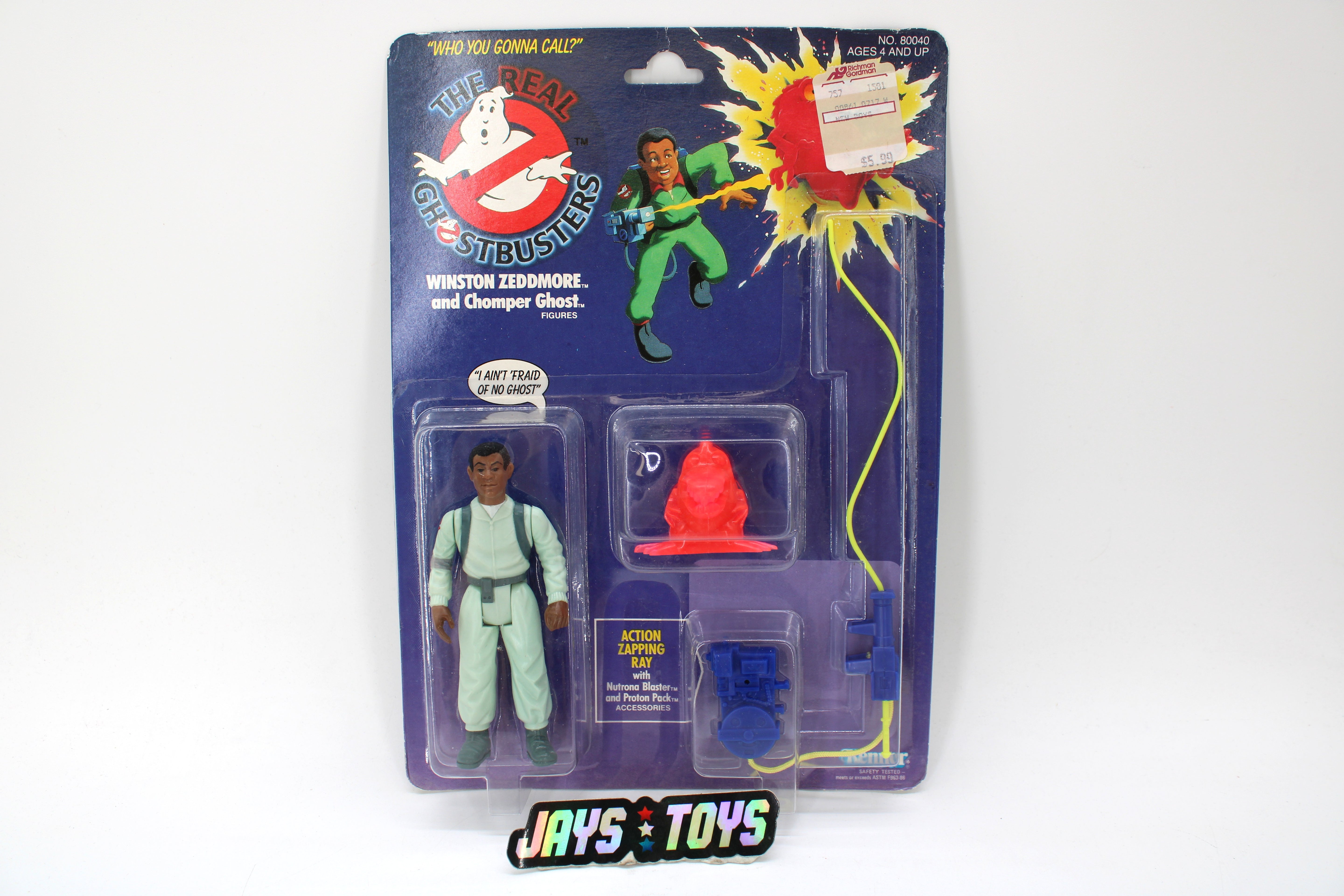 The Real Ghostbusters Winston Zeddemore with Chomper Ghost Action Figure (1986 Kenner) product image