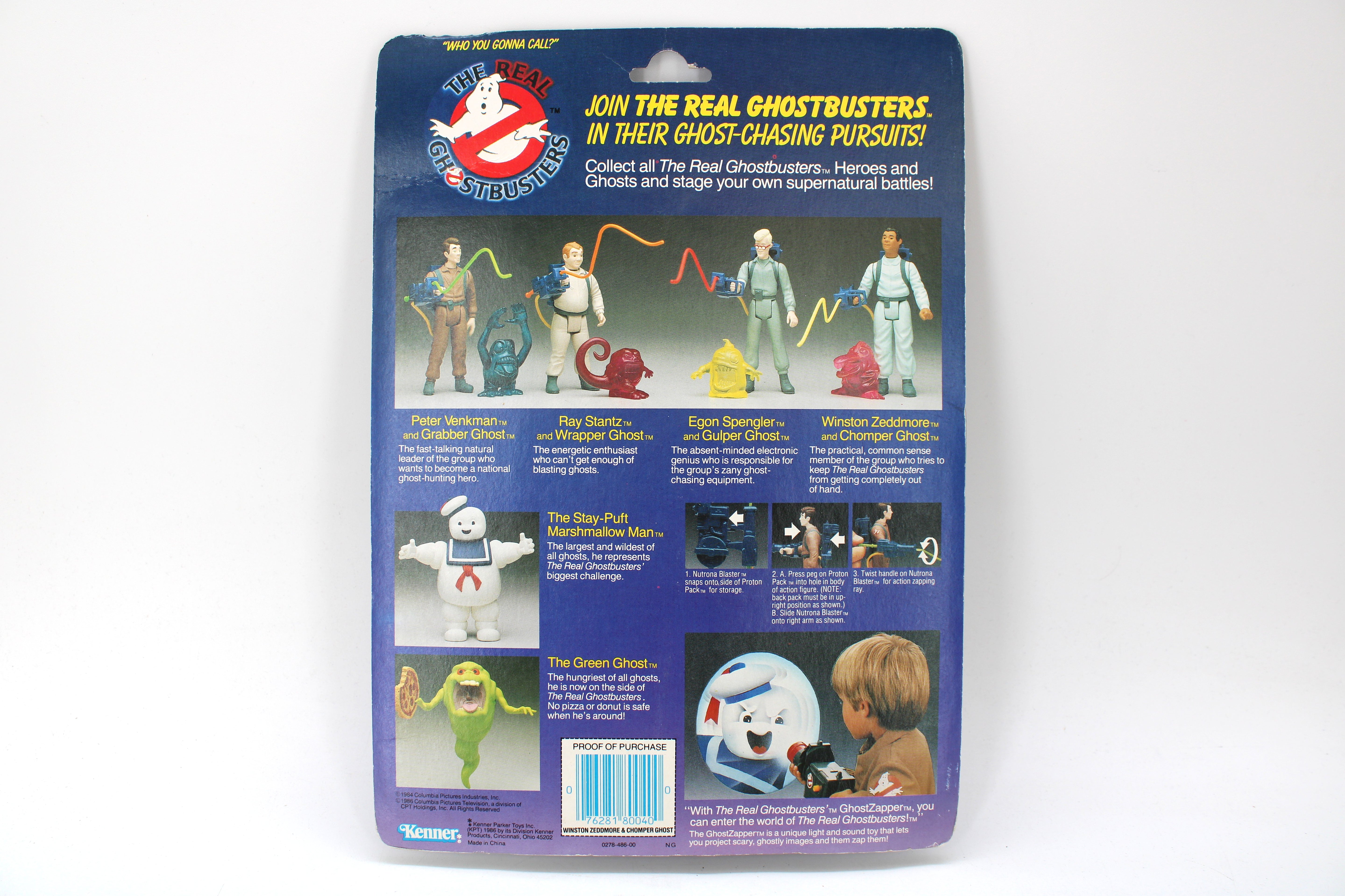 The Real Ghostbusters Winston Zeddemore with Chomper Ghost Action Figure (1986 Kenner) - view 2