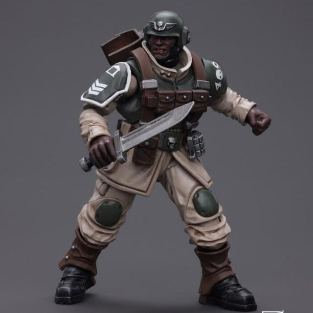 JOYTOY Warhammer 40k - Astra Militarum Cadian Command Squad Veteran with Regimental Standard