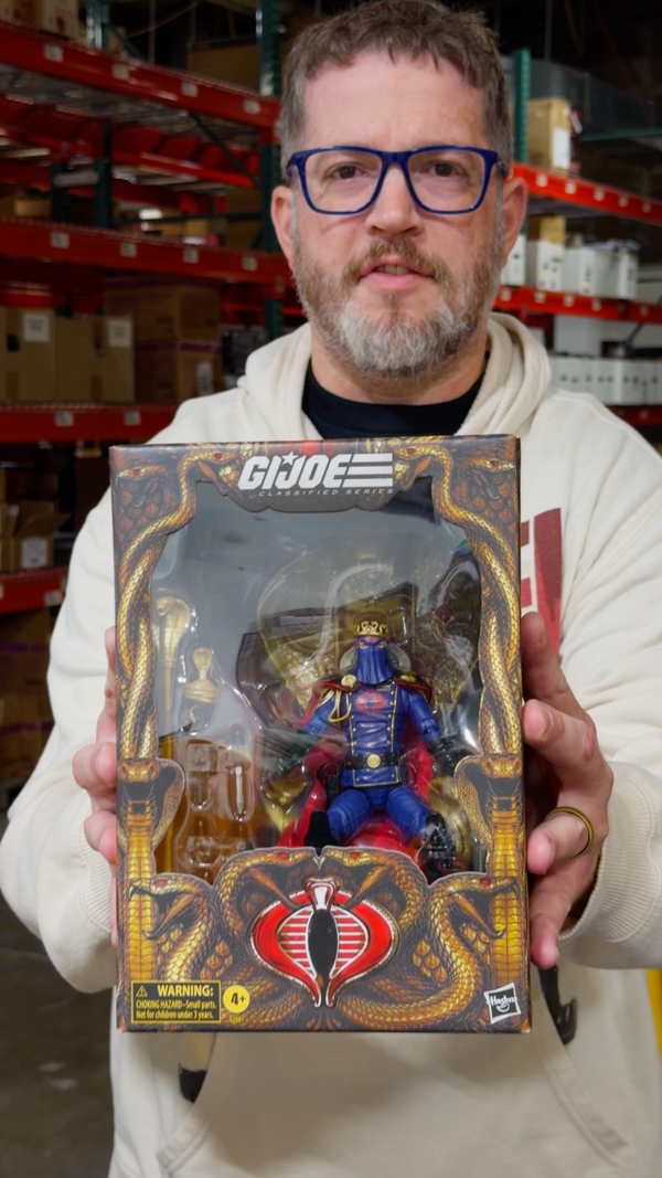 Cobra Commander Classified Series throne set held up to camera