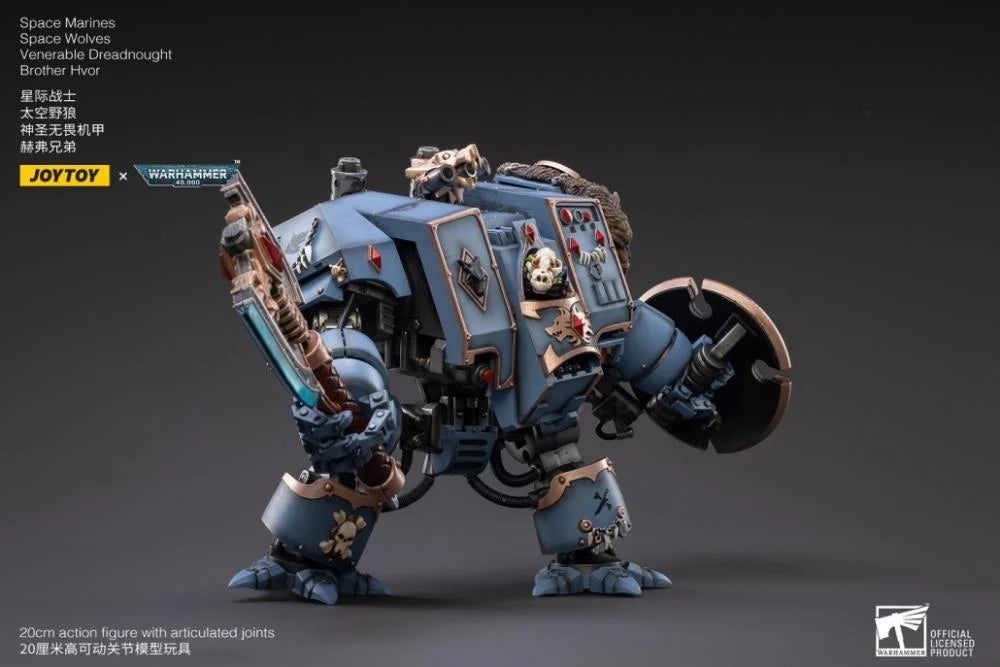 Warhammer 40K - Space Marines Space Wolves Venerable Dreadnought Brother Hvor 1/18 Scale Figure
