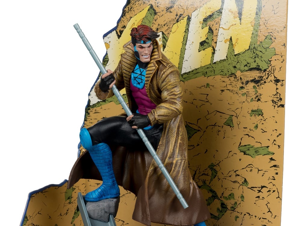 Gambit Marvel Comics 1/10 Scale Statue — Three-Quarter Front View with X-Men Backdrop