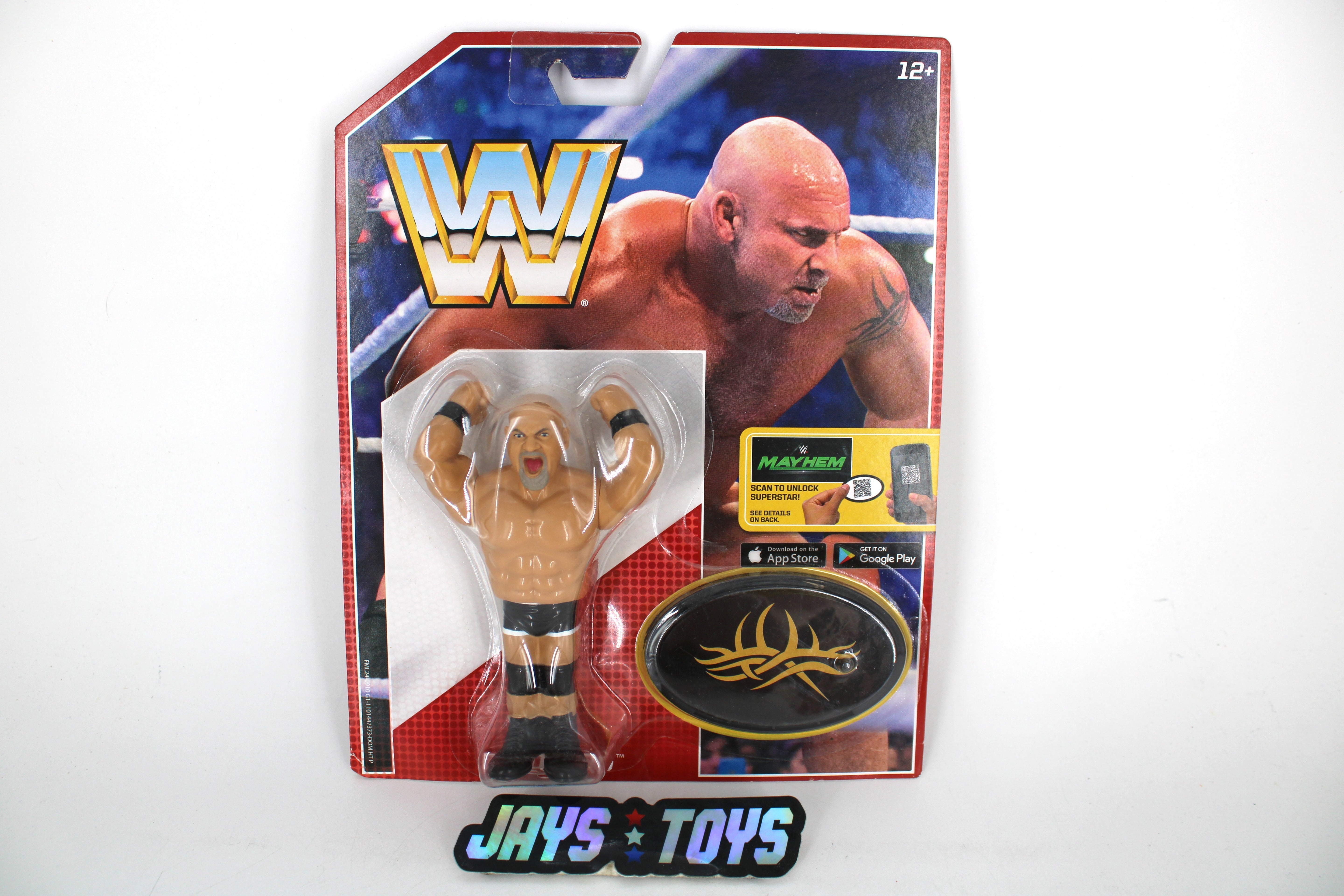 Goldberg WWE Retro Series 2017 Figure — Card Front with Bubble and Tribal Base