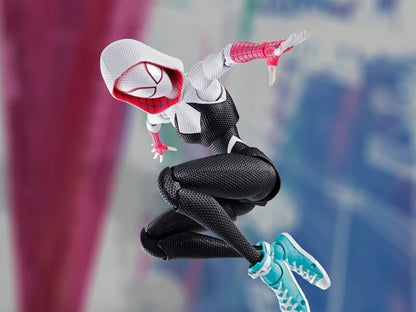 Spider-Gwen S.H.Figuarts Across the Spider-Verse Figure — Dynamic Leap Pose Front View
