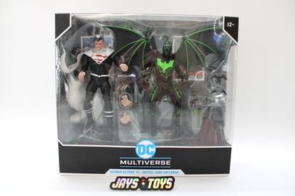 Batman Beyond vs Justice Lord Superman DC Multiverse 2-Pack — Box Front View with Clear Window Display