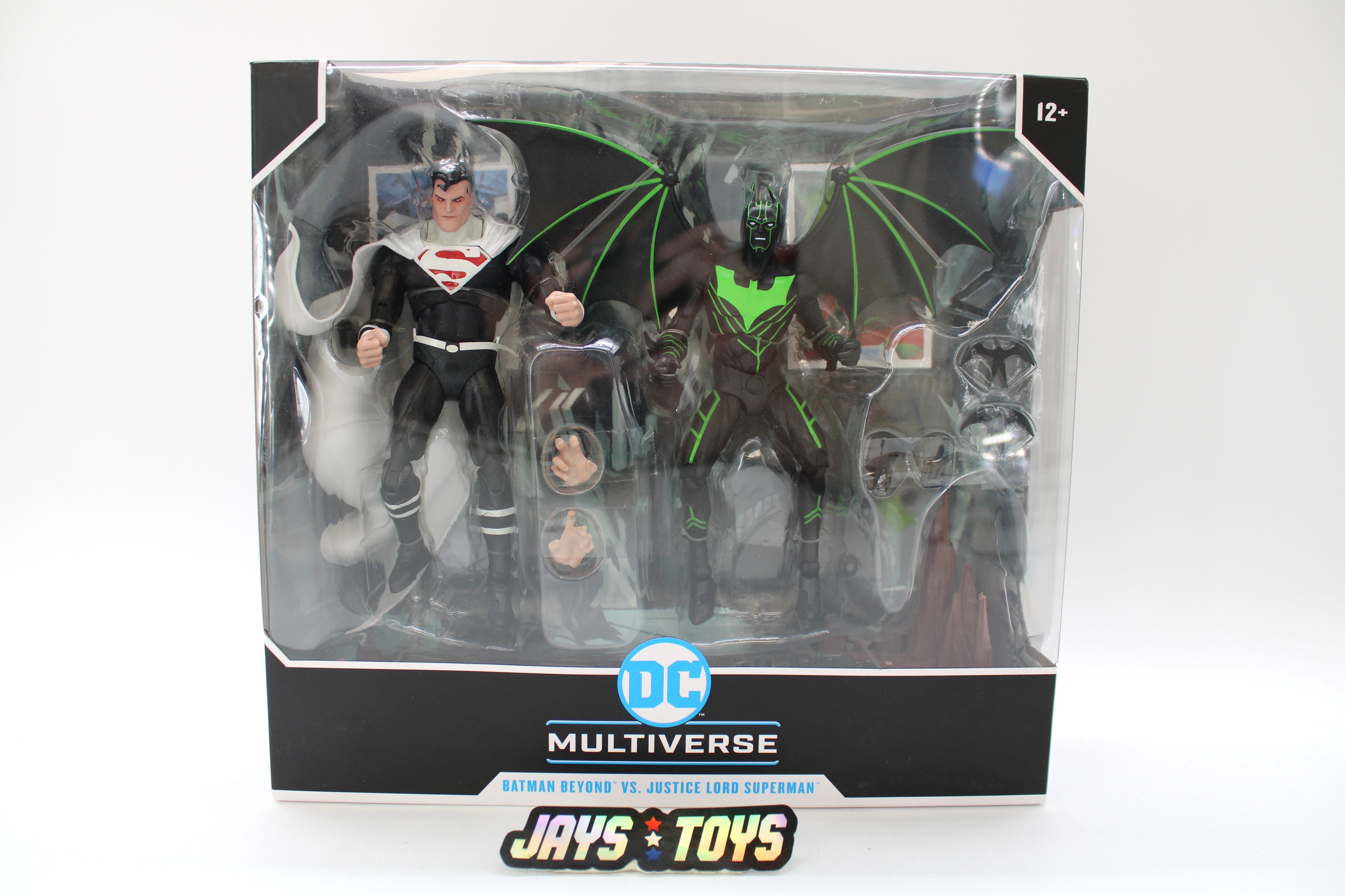 Batman Beyond vs Justice Lord Superman DC Multiverse 2-Pack — Box Front View with Clear Window Display