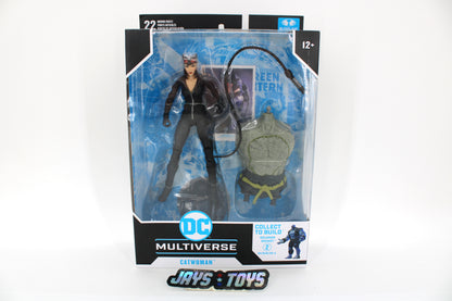 Catwoman DC Multiverse Arkham City Figure — Package Front View with Solomon Grundy Torso BAF Piece Visible