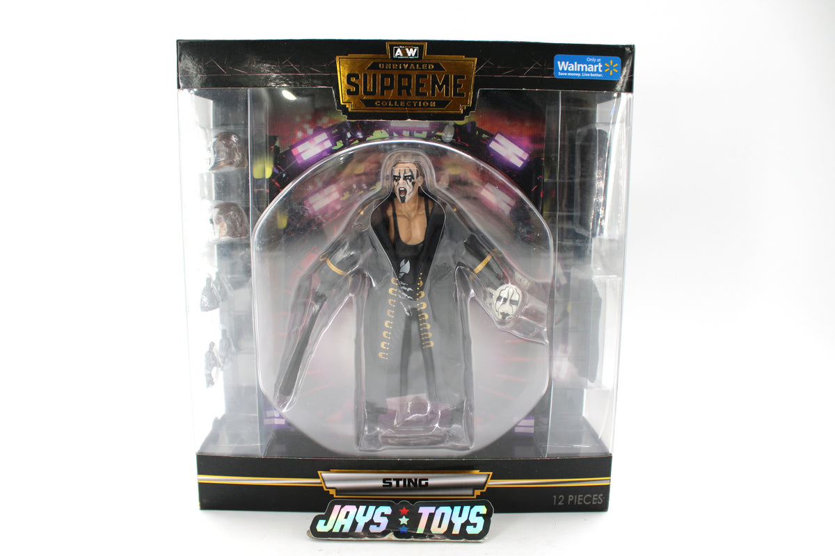 Sting AEW Unrivaled Supreme Collection Figure — Box Front View with Walmart Exclusive Badge