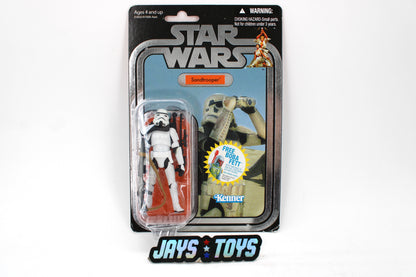 Sandtrooper Star Wars Vintage Collection VC14 3.75-Inch Carded Figure — Card Front with Free Boba Fett Sticker