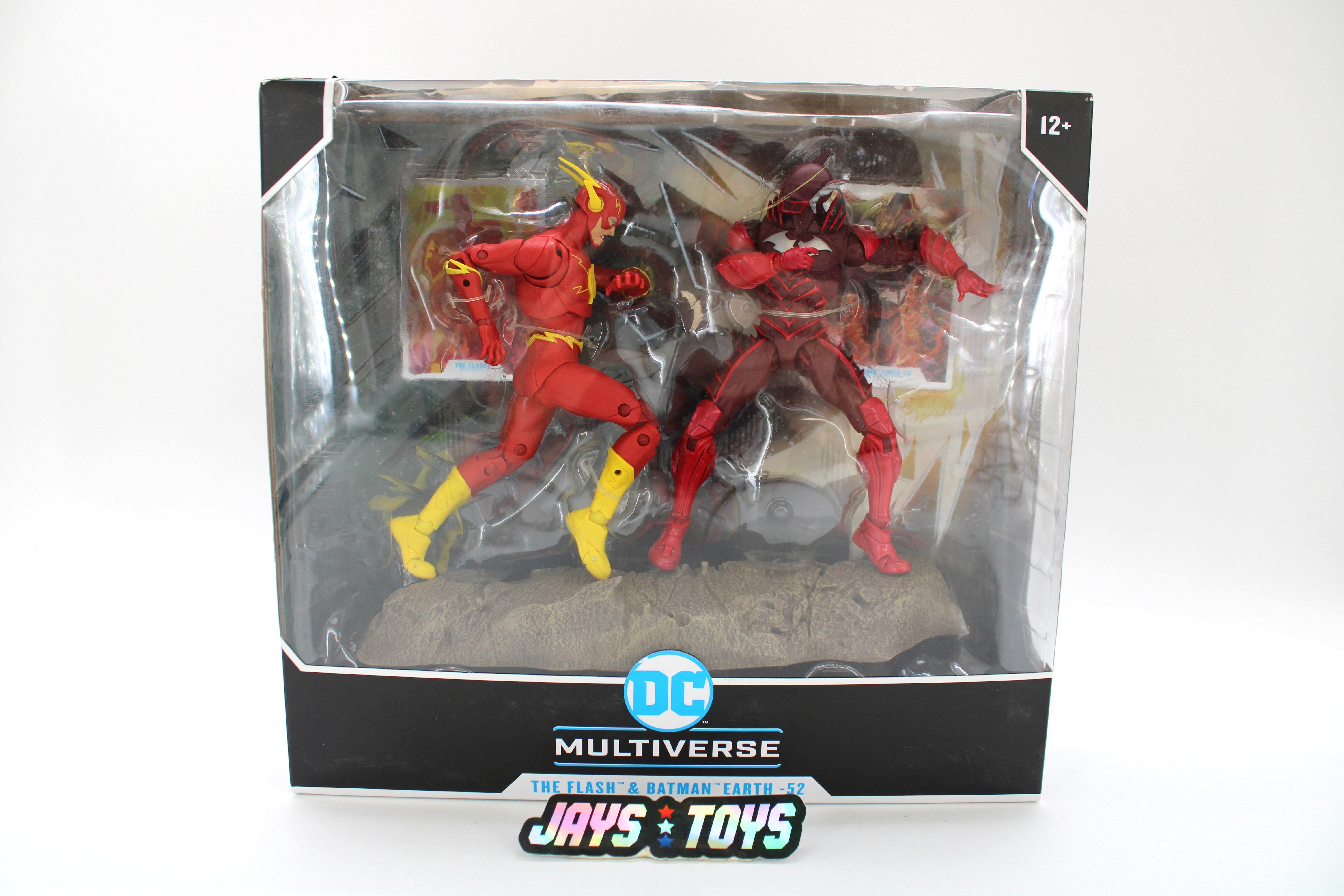 Flash & Batman Earth -52 DC Multiverse Two-Pack — Box Front with Clear Acetate Display Window