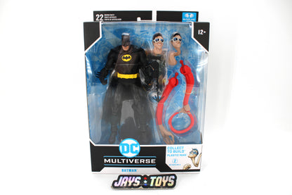 Batman JLA DC Multiverse 7-Inch Figure — Package Front View with Plastic Man BAF Parts