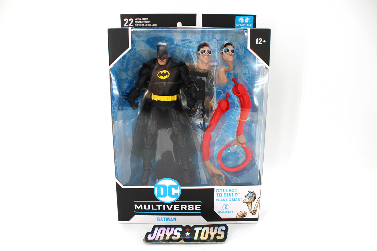 Batman JLA DC Multiverse 7-Inch Figure — Package Front View with Plastic Man BAF Parts