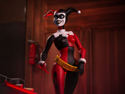 Harley Quinn Batman Animated Series 1/6 Scale Figure — Dramatic Front View in Red-Lit Setting