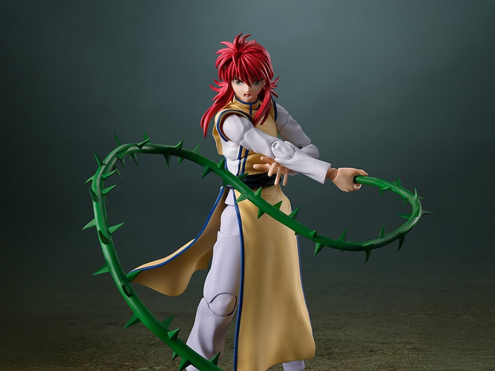 Kurama Yu Yu Hakusho S.H.Figuarts 6-Inch Figure — Rose Whip Battle Pose Front View