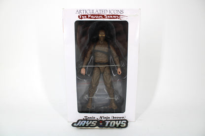 Basic Ninja Brown Articulated Icons Feudal Series 2020 — Box Front with Window Display