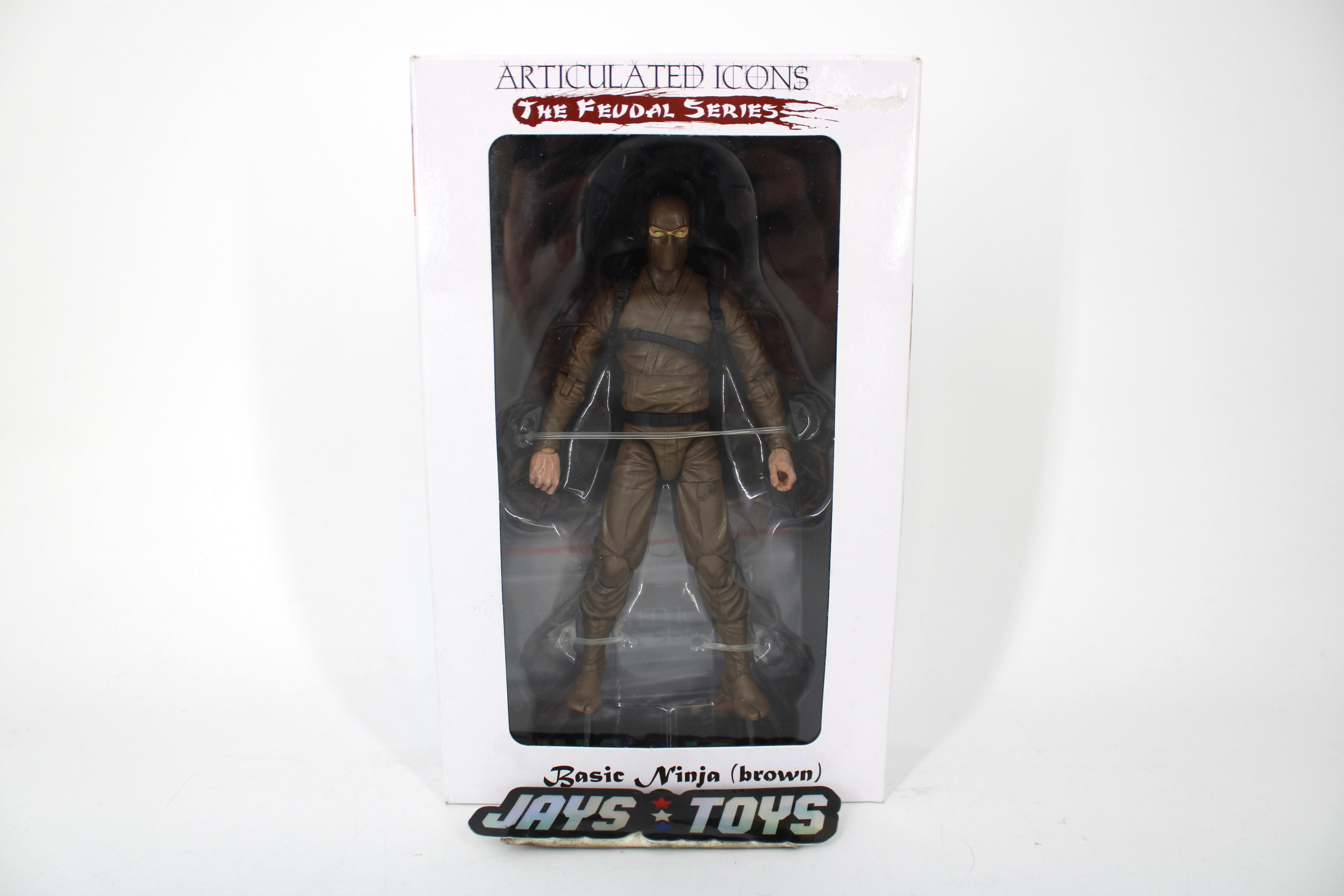 Basic Ninja Brown Articulated Icons Feudal Series 2020 — Box Front with Window Display