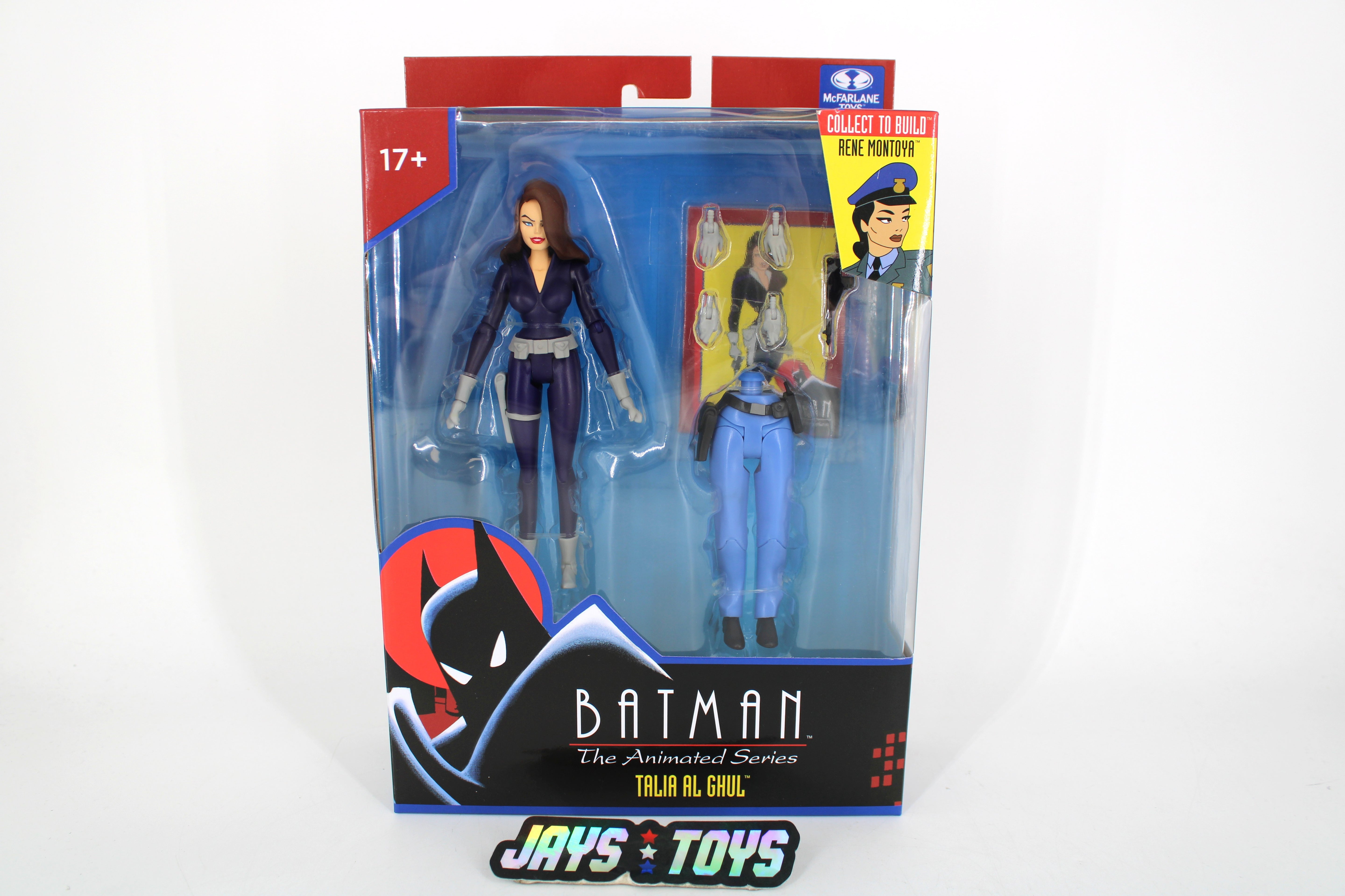 Talia Al Ghul Batman Animated Series Wave 7 Figure — Package Front View with Rene Montoya Collect to Build Piece