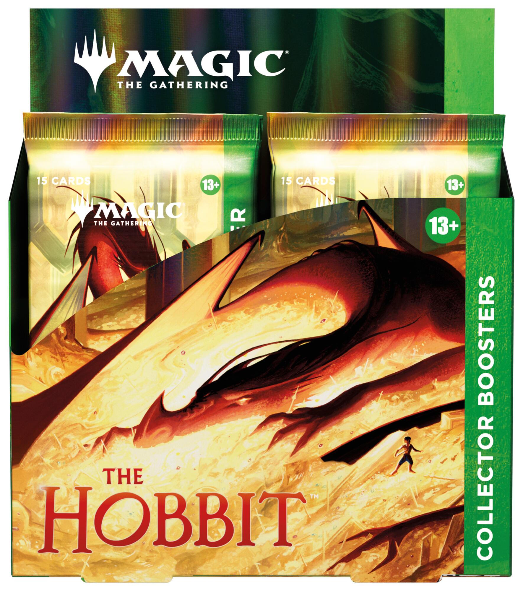 The Hobbit MTG Collector Booster Display — Box Front with Smaug Art and Booster Packs Visible