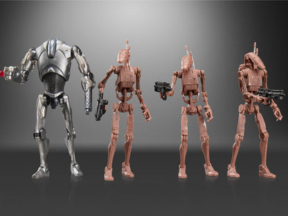 Super Battle Droid & Battle Droids Geonosis Vintage Collection 3.75-Inch Set — Front View All Four Figures