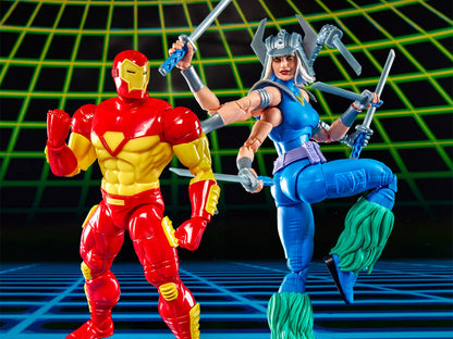 Iron Man & Spiral Marvel Legends 6-Inch Two-Pack — Front View with Neon Grid Background