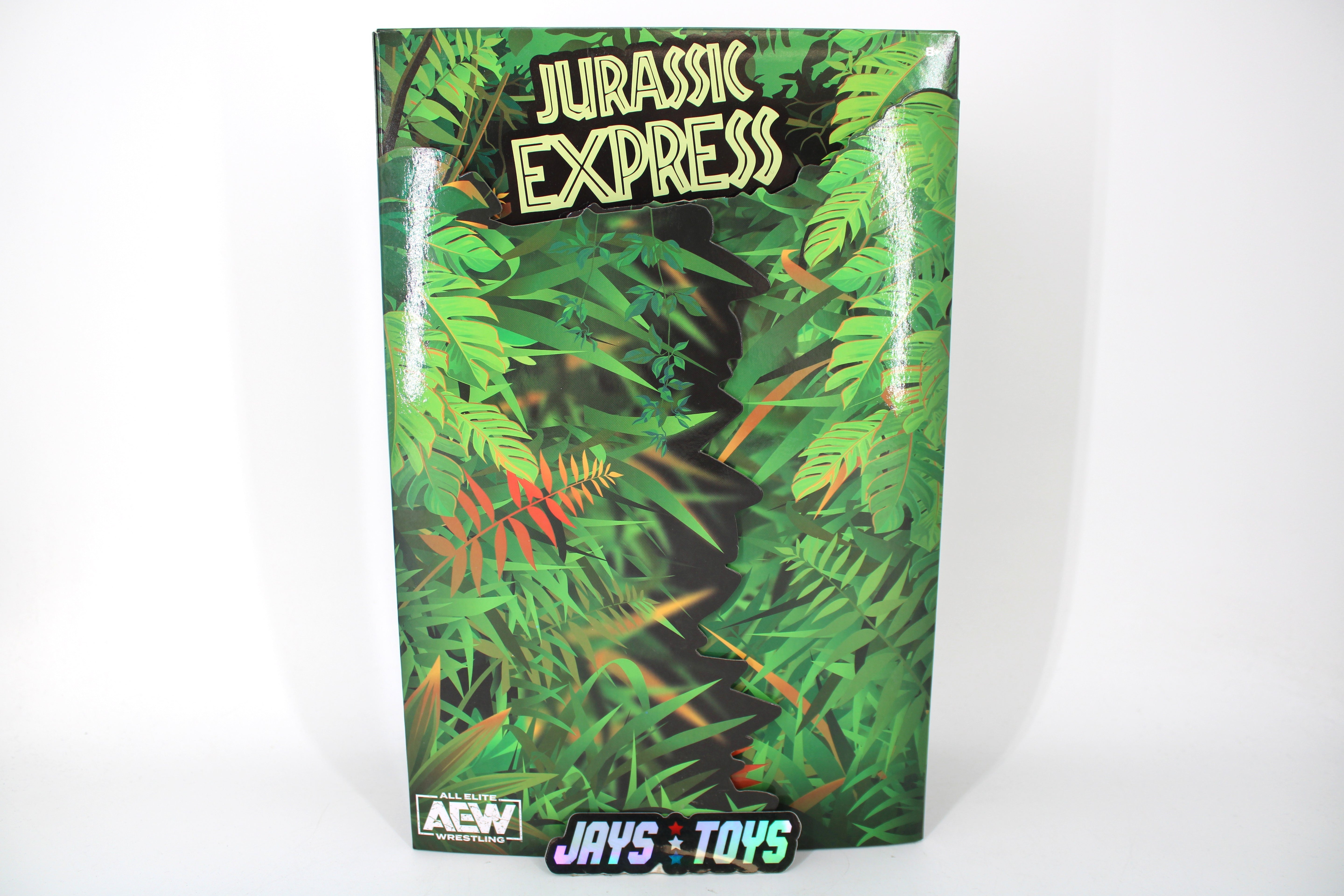 Jurassic Express AEW Unrivaled 2-Pack 2021 RSC Exclusive — Box Front with Holographic Jungle Foliage