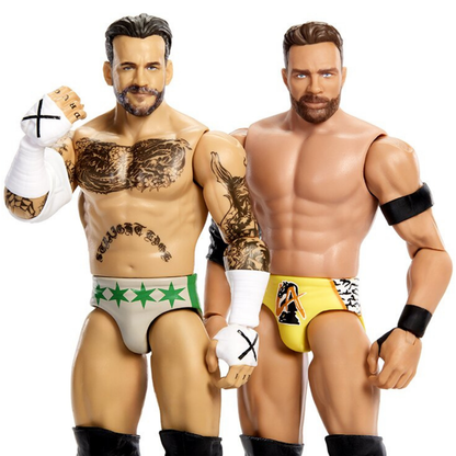 CM Punk vs LA Knight WWE Main Event Showdown 6-Inch 2-Pack — Front View Close-Up of Both Figures