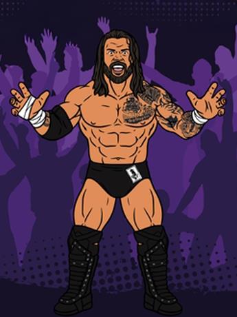 Killer Kross Big Rubber Guys 8-Inch Figure — Front View sculpt with tattooed arms and menacing pose on purple crowd background