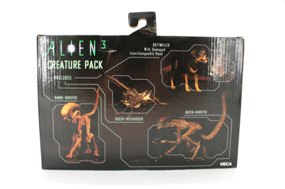 NECA Alien 3 Creature Pack 2019 — Box Back with Individual Creature Labels and Film Photography