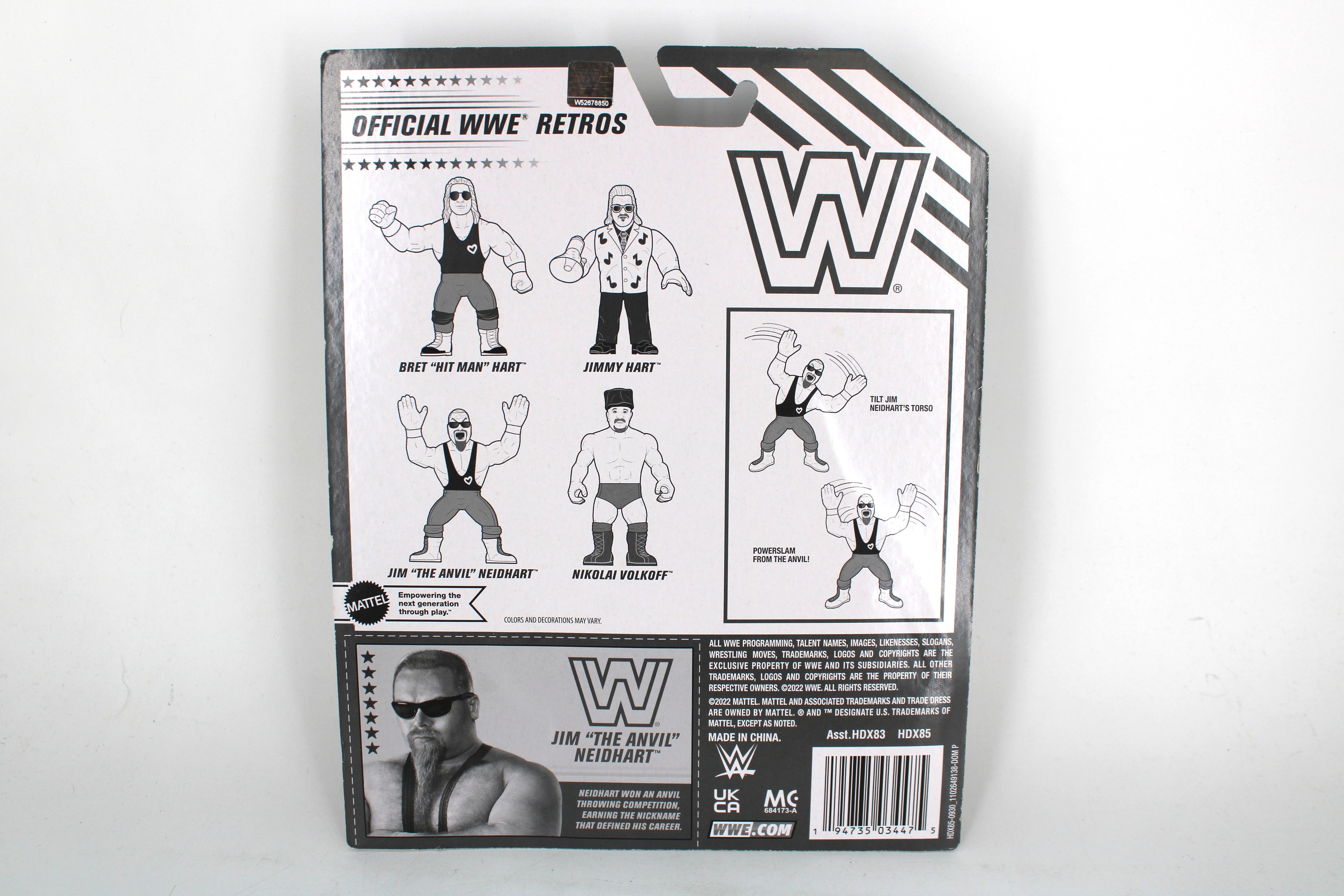 Jim Neidhart WWE Retro Series Wave 2 — Card Back with Wave-Mates Line Art