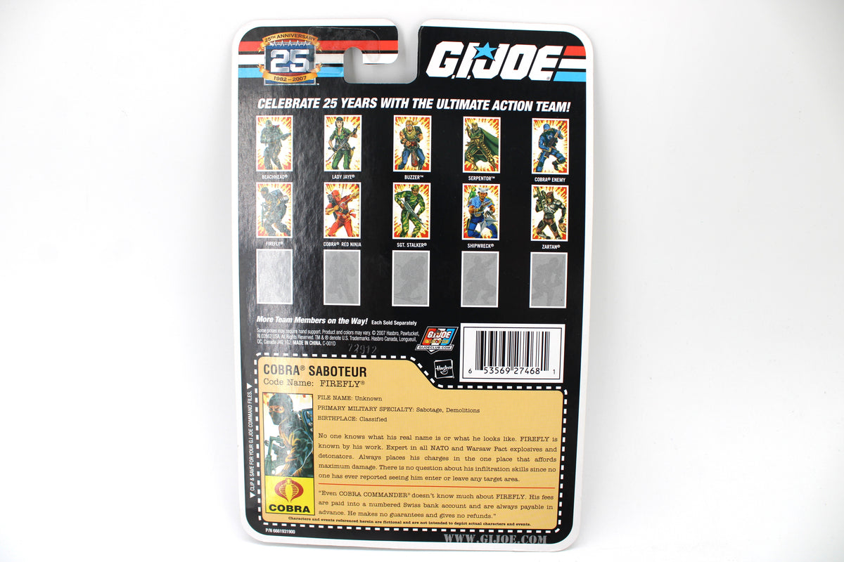 Firefly G.I. Joe 25th Anniversary 3¾-Inch Carded Figure — Card Back